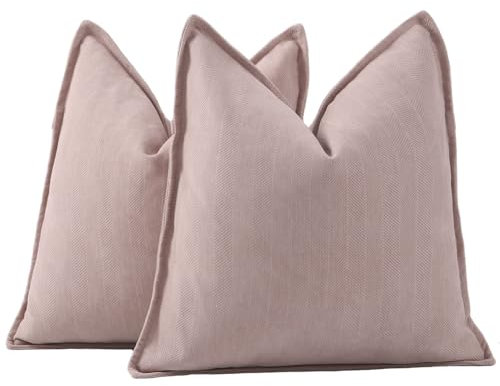Madizz 2er Set Schlicht Chenille Kissenbezügen Weiche dekorative Kissenbezüge für Sofa Schlafzimmer Kissenhülle Rosa 50x50 cm Quadrat