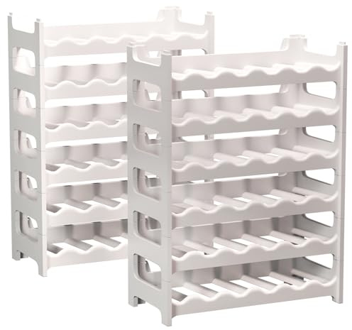 ARTECSIS Weinregal stapelbar Kunststoff für 72 Flaschen, stabiles Flaschenregal in Gastronomie-Qualität, modular erweiterbar, Weiß
