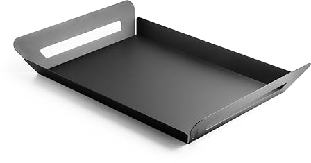 etterr Vassoio in Acciaio Inox, Vassoio da Cibo Rettangolare, Nero, 43 x 31 x 7 cm, Modern Style