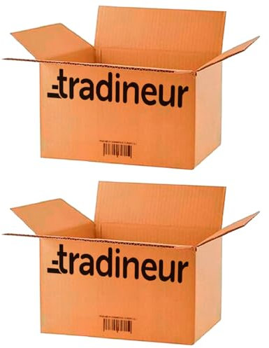 Tradineur - Pack de 2 Cajas de cartón para Embalaje - Cartón Reforzado, Resistente, Plegable y Reutilizable - Ideal para envíos de Paquetes, almacenaje, etc. - 60 x 40 x 40 cm