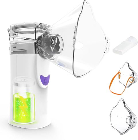 Nebulizador Portatil, Nebulizador para Bebe Niños Adultos, Silenciosa Inhaladores Eléctricos Recargable USB-C con Diseño Portátil, fácil de usar y Limpiar, para Uso Doméstico y de Viaje
