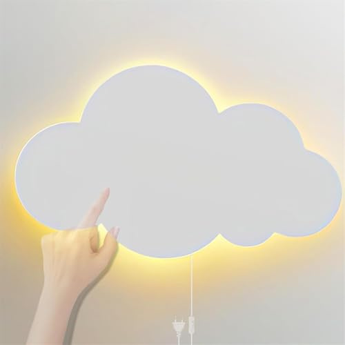 LED-vägglampa för barnrum med touchbrytare, inomhusvägglampa, tecknad moln, väggbelysning, trådbunden, sänglampa för flickor, 12 W, 3 000 K/4 000