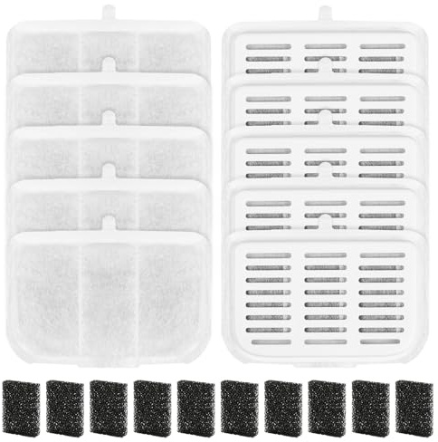 10 stycken filter för EVERWEET MAX Pet Water Fountain 10 filter + 10 svamp | Aktivt kol med hög densitet kan filtrera lukter och hårorenheter i vattnet