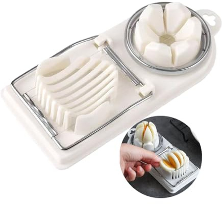 Egg Slicer for Hard Boiled Eggs Egg Cutter Strawberry Slicer Tomato Slicer Stainless Steel Wire Multipurpose Egg Slicer Dicer for Soft Fruit, Stainless Steel Wire with 2 Slicing Styles