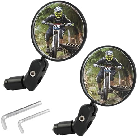 Espejo de bicicleta giratorio de 360 grados, material ABS respetuoso con el medio ambiente, soporte universal para manillar (17,4-22 mm) para bicicletas de ciudad, bicicletas de montaña, bicicletas