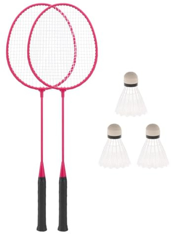 wisoolkic Racchette da Badminton da 2 Pezzi con 3 Palline in Nylon Racchette Badminton per Allenamento in Famiglia Blu, Rosa, 67 cm