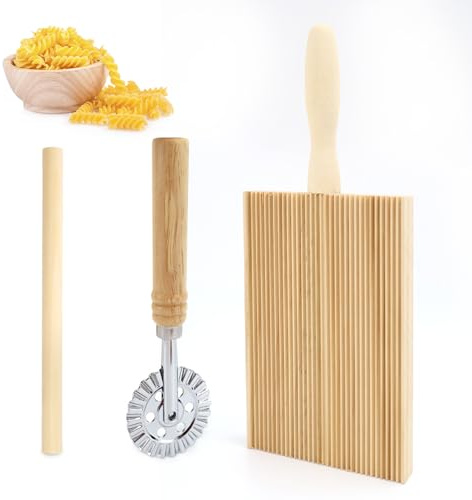 IIRC Gnocchi Brett Holz Set, 3 Stück Gnocchi-Abstreifer für Hausgemachte Nudeln, Nudelbrett Holz