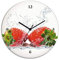 ARTLAND Wanddeko Wanduhr ohne Tickgeräusche Glas Quarzuhr Ø 30 cm Rund Lautlos Obst Früchte Erdbeere im Wasser Frucht Modern Food T5SP