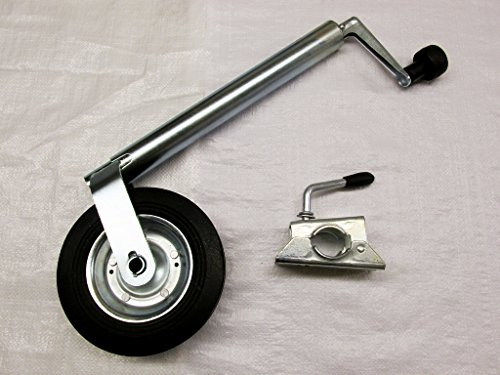 Heavy Duty Caravan Jockey Wheel & Clamp 42MM (Trailer Metal Rim Wind Up Handle)