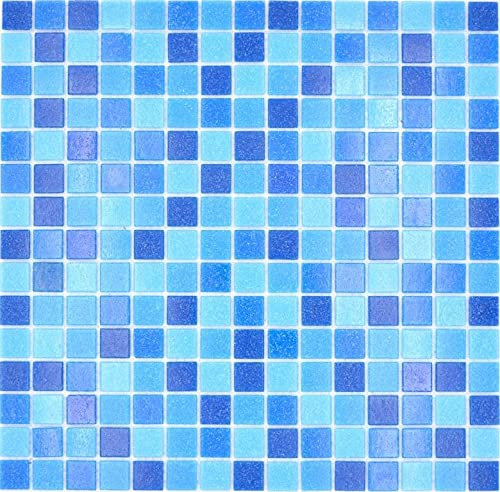 Mosaïque en Verre - Mélange Classique de Piscine Bleu - 4F - MOS210-PA335
