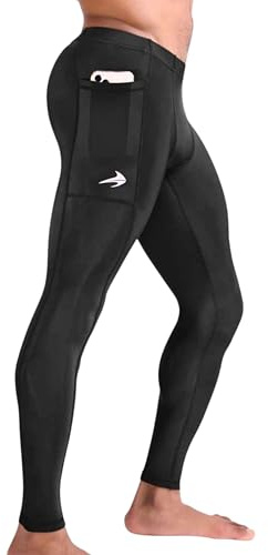 CompressionZ Men's Compression Pants for Workout, Sports | Base Layer Running Tights Leggings(W/Pockets, Black, Medium)