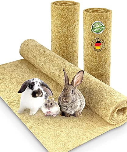 Gnagarmatta av 100 % hampa, 100 x 50 cm, 5 mm tjock, hampmatta för alla typer av små djur, hampmatta, gnagarmatta, golvskydd (20 stycken)