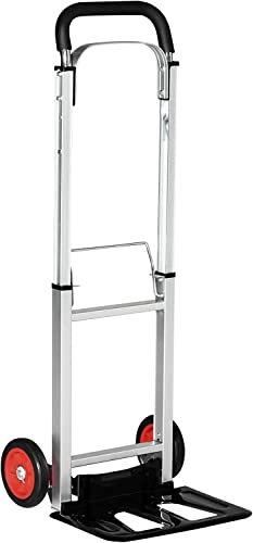 ELETTROFERROITALIA Carrello Portapacchi Pieghevole in Alluminio e Acciaio con Maniglia Telescopica e 2 Ruote in EVA, Carico Massimo 90kg, 37x42x107 cm