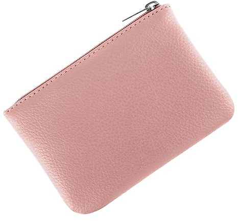 simarro Coin Purse, Vegan Leather Lychee Pattern Zipper Change Purse Portable Coin Wallet Mini Change Holder for Women Coin Pocket for Women Credit Card Folded Bills ID Key Headset Lipstick(Pink)
