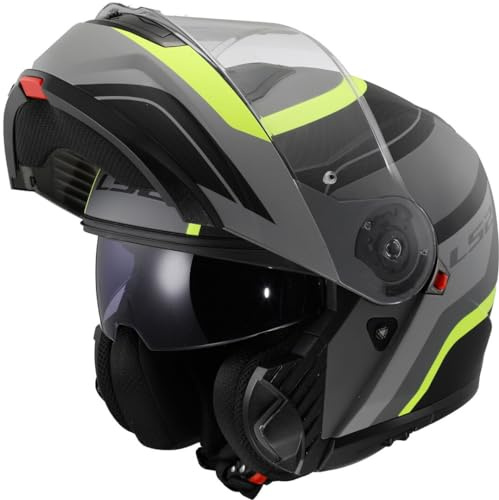 LS2, Casco Moto Modular Strobe II Monza Matt Black H-V Yellow, M