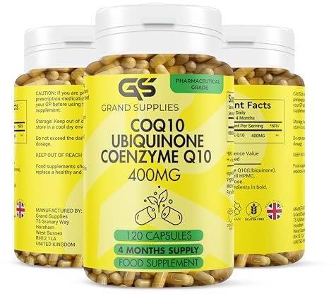 Coenzyme Q10 400MG - 120 Vegan Capsules (4 Month's Supply) - COQ10 High Strength - 100% Pure Naturally Fermented Coenzyme Q10 Supplement & High Absorption