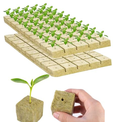 Gfamous 50 Stück Steinwolle Würfel, Steinwolle Blatt Anzucht, Rockwool Cube, für hydroponischen Anbau, für Stecklinge, Klonen, Vermehrung, kräftiges Wachstum