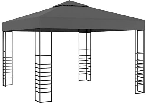 Tidyard Tonnelle de Jardin 3 x 3 m Anthracite, Tent de Réception, Gazebo Pavillon de Jardin Extérieur Belvédère pour Camping, Festival, Fête, Marriage, BBQ, Terrasse, Plage