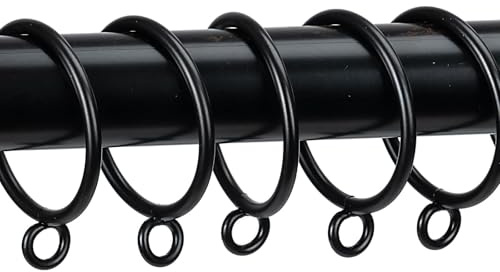 Curtain Rings with Eyelets Metal Eyelet Drapery Rings Inner Diameter 1Inch Curtain Rings for Hanging Pinch Pleat Curtain Pin Drape Hooks Black Zocang