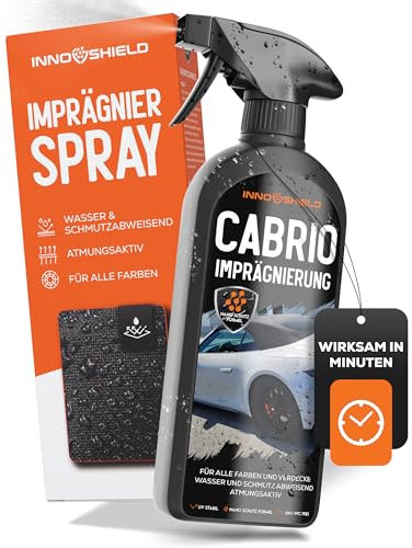INNOSHIELD® Cabrio Verdeck Imprägnierung 500 ML - Wasser- & Schmutzabweisend - Imprägnierung für Cabriodach geeignet für alle Varianten - Optimal für die Cabrio Verdeck Pflege - Unweltfreundlich