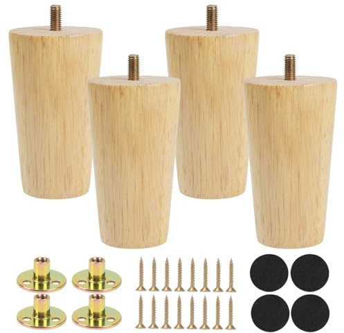 Luabue 4 Piezas Patas para Muebles de Madera 10CM Patas de Madera