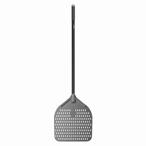 G.a HOMEFAVOR Pizzaspade 35 cm lång pizzaspade i hård anodiserad aluminium med avtagbart handtag, perforerad pizzaskrapa för pizzor, ugnsbröd