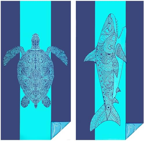 Beach Towel Microfibre for Adults 2 Pack Towels Microfiber Quick Dry Extra Large Lightweight Sand Free Travel Holiday Gym Essentials Women Men Family Accessories Bath Swimming Yoga Gift Sports Gifts