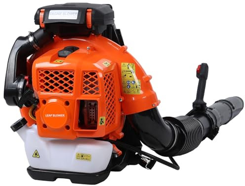 Souffleur de feuilles à dos, souffleur de jardin à essence 80 cc, moteur 4 temps, 900 CFM, haut volume d'air, vitesse du vent de 205 mph, puissant souffleur de pelouse pour le nettoyage extérieur, les