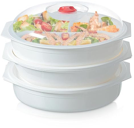 3 Pcs Mikrowellengeschirr, Frischhaltedosen Mit Deckel, Mikrowellenteller Mit Deckel, 3 L Mikrowellenschüssel, Vorratsdosen Schüssel Mit , Verwendbar Als Vorratdose Geeignet Für Dampfgarer Kühl