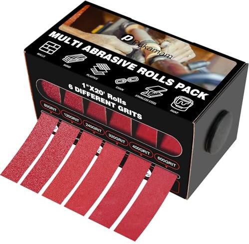 Rouleaux de Papier Abrasif Grain 80/120/240/320/400/600 Papier à Poncer Sec et Humide 25 mm x 6 m Rouleaux Abrasifs pour la Réparation de Meubles en Bois le Ponçage de Métaux, le Polissage de Voitures