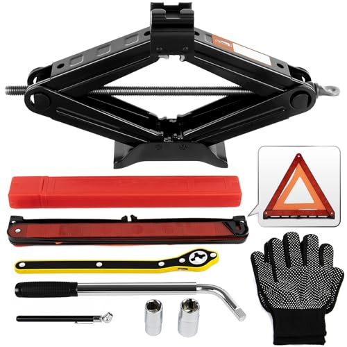 WynWerth Scissor Jack Car Jack Kit, 2.5 Ton (5512 lbs) Tire Jack with Lug Wrench, Portable Emergency Spare Tire Changing Repair Kit, Scissor Jack Kit, Universal Vehicle Scissor Lift Jacks for SUV
