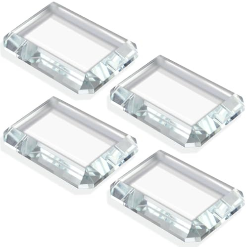 Lainballow 4 Pack Rectangular Glass Paperweight, Paperweight Decorative Blocks, Clear Glass Tiles for Crafts, Home Decoration, Ornaments Book, Maps