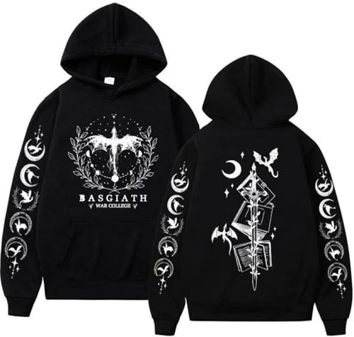 CUTTE Sweat Fourth Wing Dragon Rider - Coupe Oversized Unisexe, Style Rétro Confortable (Noir,Grand)