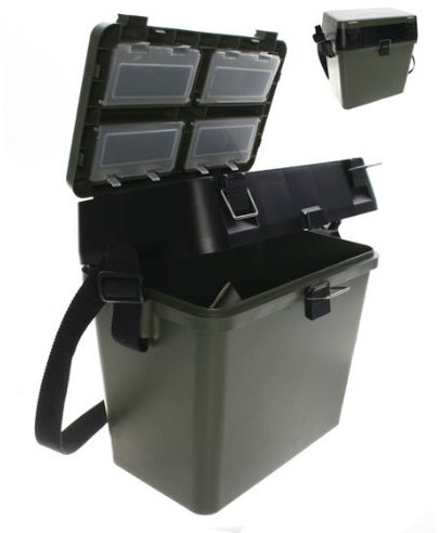 New Fishing Tackle Seat Box Green Storage Seatbox Compartments - Coarse Sea Beach from Teme Valley Tackle