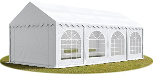 TOOLPORT Tente Barnum de Réception 3x8 m Bâches PVC 750 N Blanc Cadre de Sol Jardin