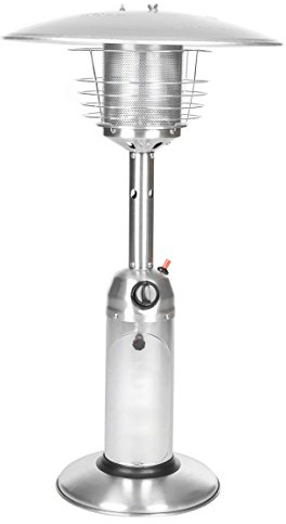 Fire Sense 60262 Portable Patio Heater Outdoor Tabletop Lightweight Propane 10,000 BTU Auto-Shutoff Valve CSA Approved - Stainless Steel
