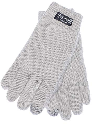 EEM guantes para niños, algodón suave, forro térmico Thinsulate, función táctil, gris mezcla S