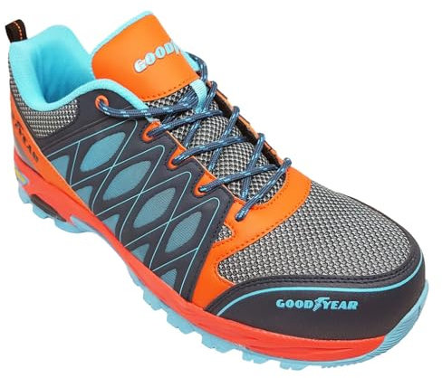 Goodyear Herren Metallfreie Arbeitssicherheit Trainer Mit Non Metallic Stoffkappe S1p / Sra Hro Construction Boot, Orange Blau, 41 EU