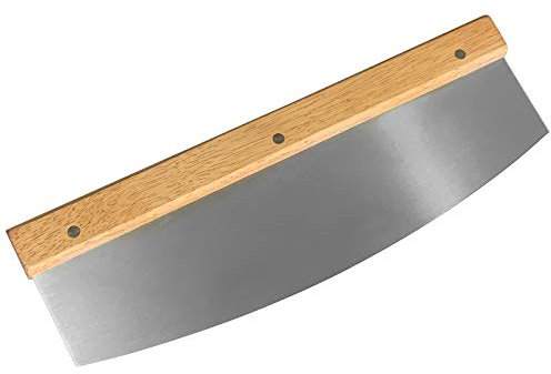 Scarlet Kitchen Rapido - Cuchillo para pizza con hoja afilada de acero inoxidable de 32 cm con mango de madera, corte rápido y limpio, XXL, con protector de hoja