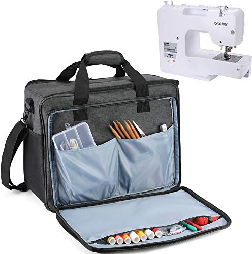 ProCase Bolsa de Mano para Máquina de Coser, Múltiples Bolsillos de Almacenaje para Accesorios de Costura, Estuche de Transporte para Muchas Máquinas de Coser como Brother, Janome y Singer -Gris