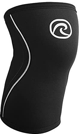 Rehband Rodilleras, soporte de rodilla de neopreno de 3 mm, manga de compresión de rodilla para correr, fitness, entrenamiento funcional, Color:Negro, Talla:L