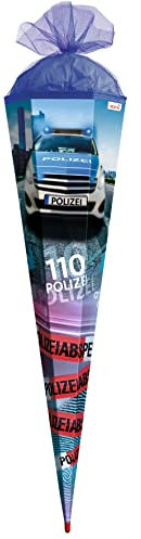 ROTH Schultüte groß Polizei 110 100 cm - eckig Rot(h)-Spitze Tüllverschluss - Zuckertüte Schulanfang Polizei 110