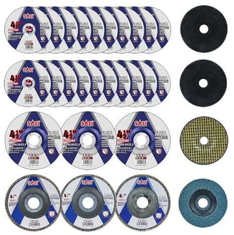 SALI 26pcs Grinding & Cutting Wheels 4.5 Set,Angle Grinder Wheel Set,20pcs Cut Off Wheels,3pcs Grinding Wheel,3pcs 4.5” Flap Discs, with 7/8 Arbor for Angle Grinder for Cutting Grinding