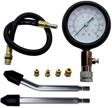 Aznever Zylinderlecktester, Zylindertester-Kit - Dichtheitsprüfset für Motorzylindertester - Dual-Manometer, Auto-Werkzeuge, Kompressionstest-Set, Diagnosegerät für Auto, LKW, Motorrad