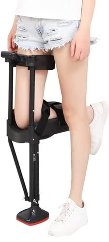 BURLOE Krücken Walker, 180° Verstellbarer Kniewanderer Medizinische Anti Abdring Knie Krücke in Höhe Hände Freie Kniekrücke Ohne Schmerzen Freihändige Gehhilfen,Schwarz,Left Leg
