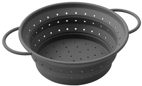 Scolapasta Pieghevole Salvaspazio, Scolapasta Silicone Scola Pasta da Cucina Filtri Pieghevole Cesto, Silicone Pieghevole, Silicone 21,5cm gris, Verdura Cesto, Lavaggio per Drenare Pasta, Verdura