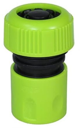 Conector water-stop 3/4, material ABS, ideal para detener fugas y conectar mangueras en sistemas de riego y jardinería.