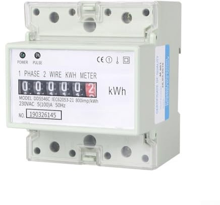 Misuratore di energia digitale, 5 A 100 A, display LCD retroilluminato, con guida DIN, voltaggio e corrente, monitor del consumo di energia elettrica con indicatore di impulso