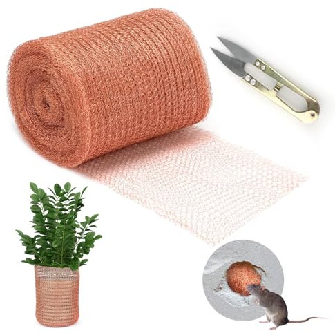 NVGVUP Copper Mesh Slug Repellent, 9m/30 Feet Pure Copper Fine Wire Mesh Roll for Mouse Hole Filler, Slug and Snail Repellent, Copper Tape for Garden Plant Protector, Rodent Pest Control