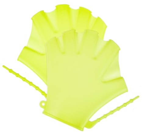 POPETPOP Manoplas de Natación Palmeadas para Niños y Adultos, Silicona Fluorescente Verde, Guantes de Entrenamiento Resistentes al Agua, Auxiliares para Buceo y Natación, Uso en Piscina